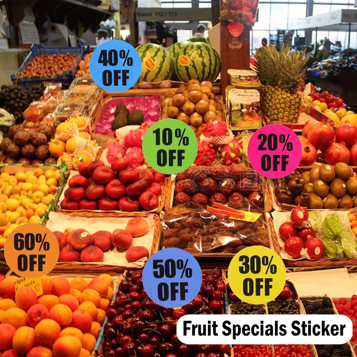 3000Pcs Discount Stickers,1 in Percent Off Sale Stickers,6 Rolls