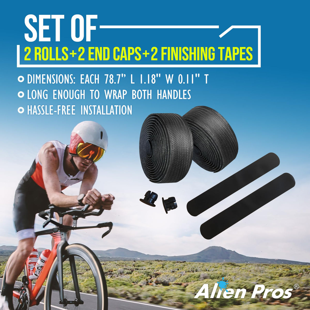 ALIEN PROS Set of 4 Black & Purple Chameleon Bike Handlebar Tape - Elevate Your Ride with Stylish, Comfortable, and Color-Shifting PU Tape for Enhanced Grip with These Bicycle Handle bar Tape