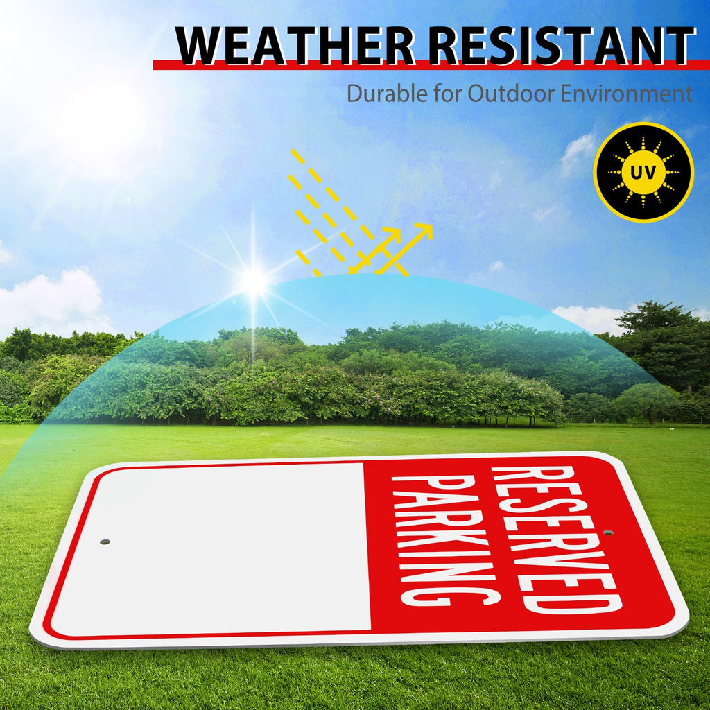 MUXYH Blank Reserved Parking Sign, Write-On Sign, 18” x 12” Rust Free Heavy Duty Aluminum Reflective Warning Signs, UV Protected, Fade Resistant, Weatherproof - Easy to Mount - Outdoor use Red 1