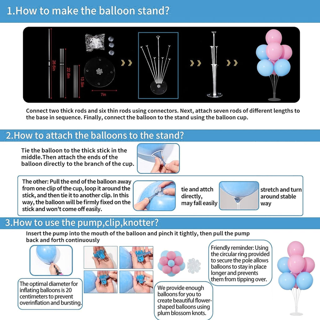 4 Sets Gender Reveal Balloons Stand Kit for Table Pink Blue