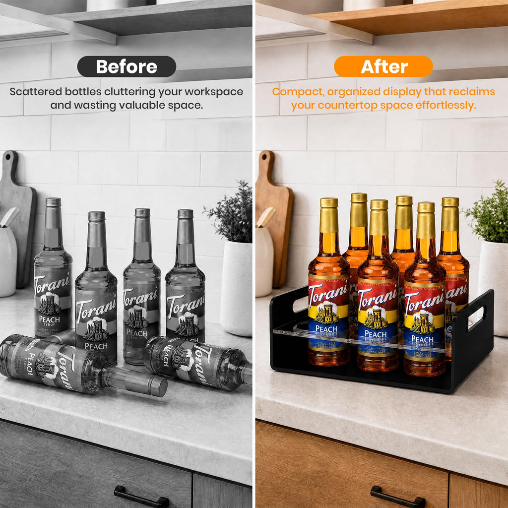 BOATWAY 6-Bottle Acrylic Coffee Syrup Organizer for Countertop