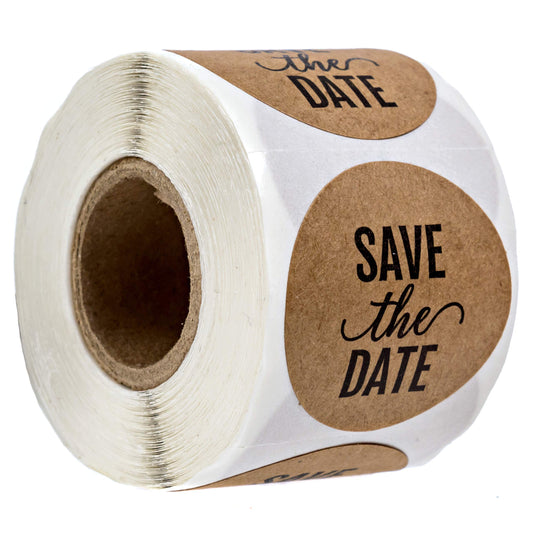 Save The Date Stickers / 250 Labels Per Roll / 1.5" Save The Date Wedding Seals Kraft Save the Date