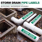 50 Pack Storm Drain Water Pipe Labels, Self Adhesive