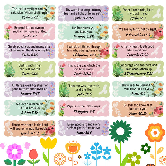 Outus 200 Pieces Bible Verse Stickers Scripture Inspirational Decals Bible Verse Motivational Faith Decals Jesus Christian Seal Stickers for Christmas School Present Tag Spice Cup Bottles Decoration