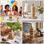 EupHHonycs 4PCS Farmhouse Donut Stand for Dessert Table Wooden Donut Holder