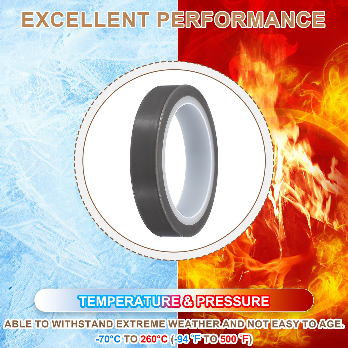 PATIKIL 1" x 33ft Heat Resistant Tape, High Temperature Tape PTFE Adhesive High Heat Tape Waterproof Smooth Surface for Vacuum Sealer Machine Insulation Protection, 0.13mm Thick, 2PCS 0.13x25mm