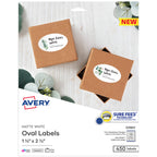 Avery Printable Round & Oval Labels, 2" & 1.5" Sizes, Matte White, 750 Customizable Labels