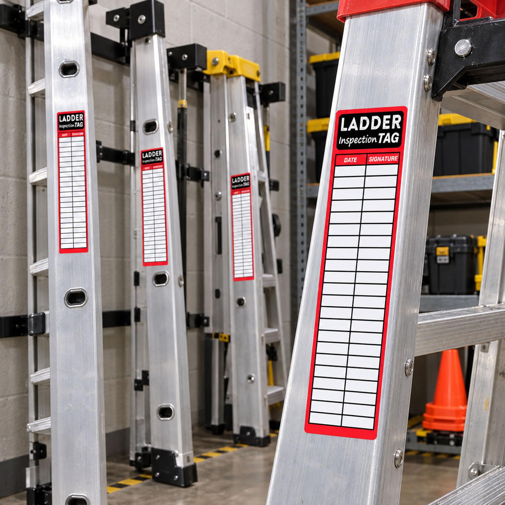 Ladder Inspection Labels Safety Stickers Ladders Red Safety Inspection Tags 8.5 x 2 Inch