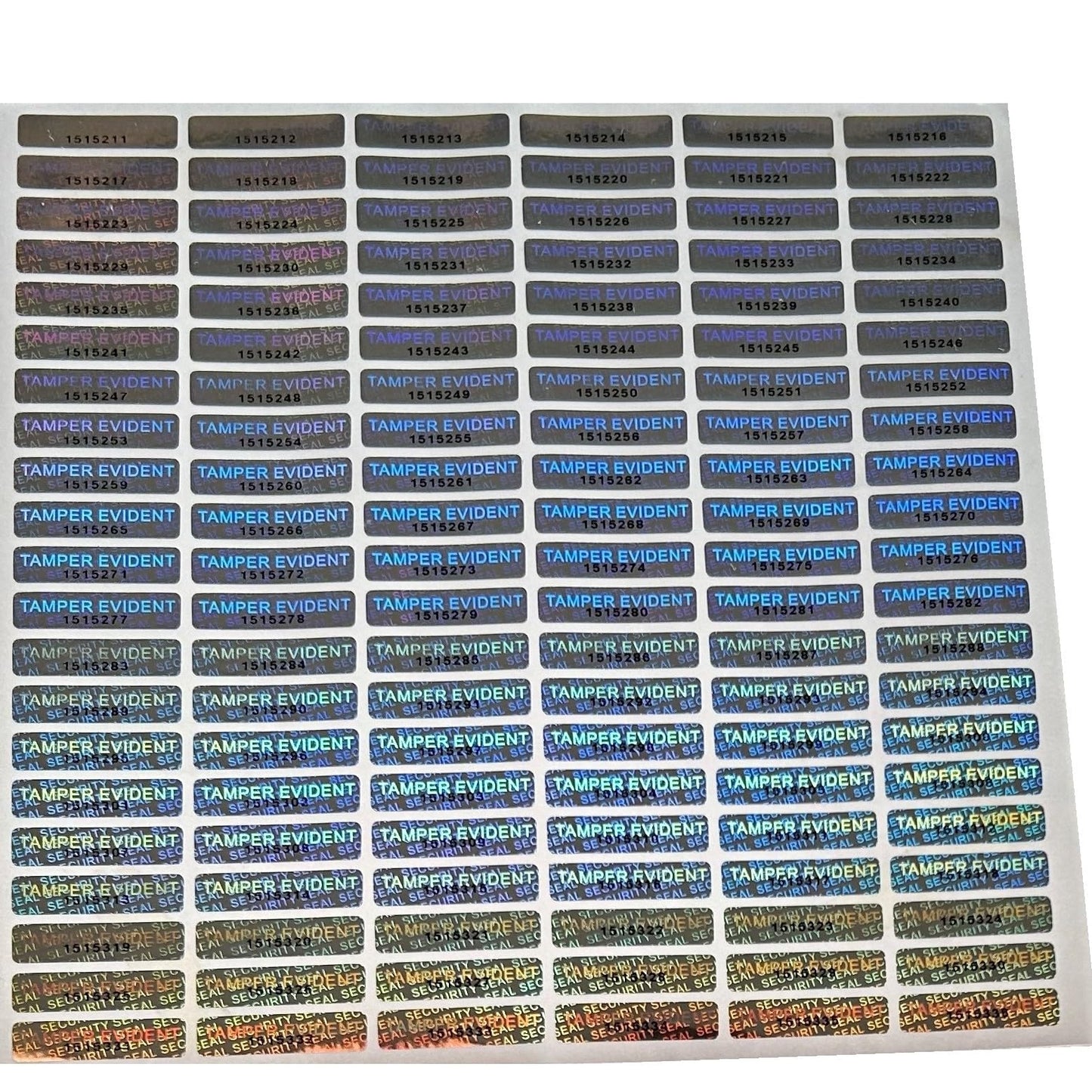 Tamper Evident Stickers Hologram Labels with Unique Sequential Numbers, 1'' x 0.24'' (126) 126