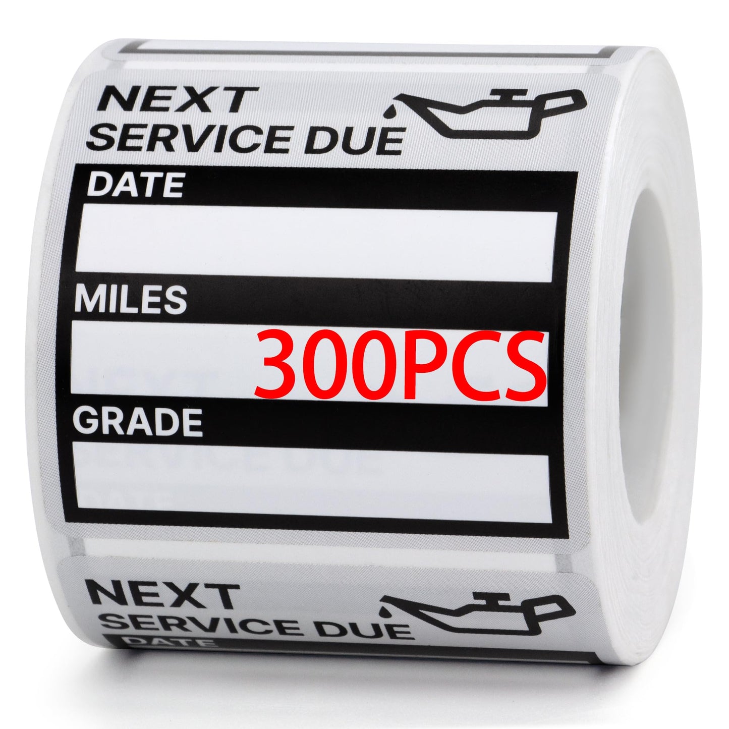 for Oil Change Stickers Vinyl 300 Pcs 2”x 2” Service Black Stickers, Next Service Due Reminder Sticker Labels, Easy to Write on, Easy to Peel with No Residue (Black)