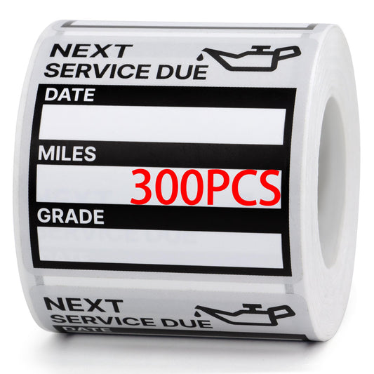 for Oil Change Stickers Vinyl 300 Pcs 2”x 2” Service Black Stickers, Next Service Due Reminder Sticker Labels, Easy to Write on, Easy to Peel with No Residue (Black)