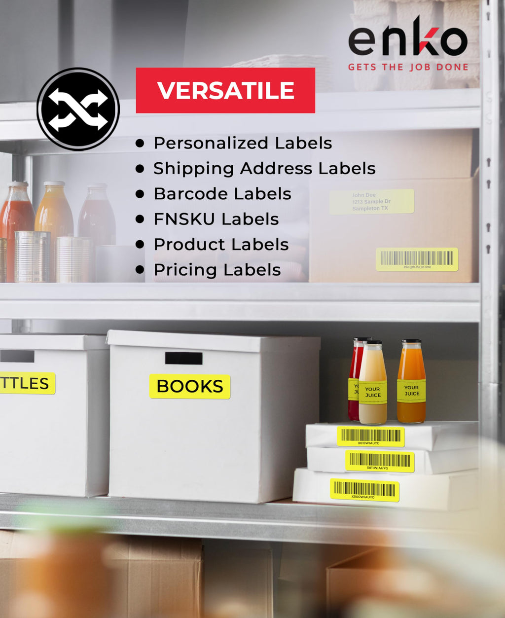 enKo 30252 6 Rolls | 2100 Yellow Return Address Labels (1-1/8 x 3-1/2 in)