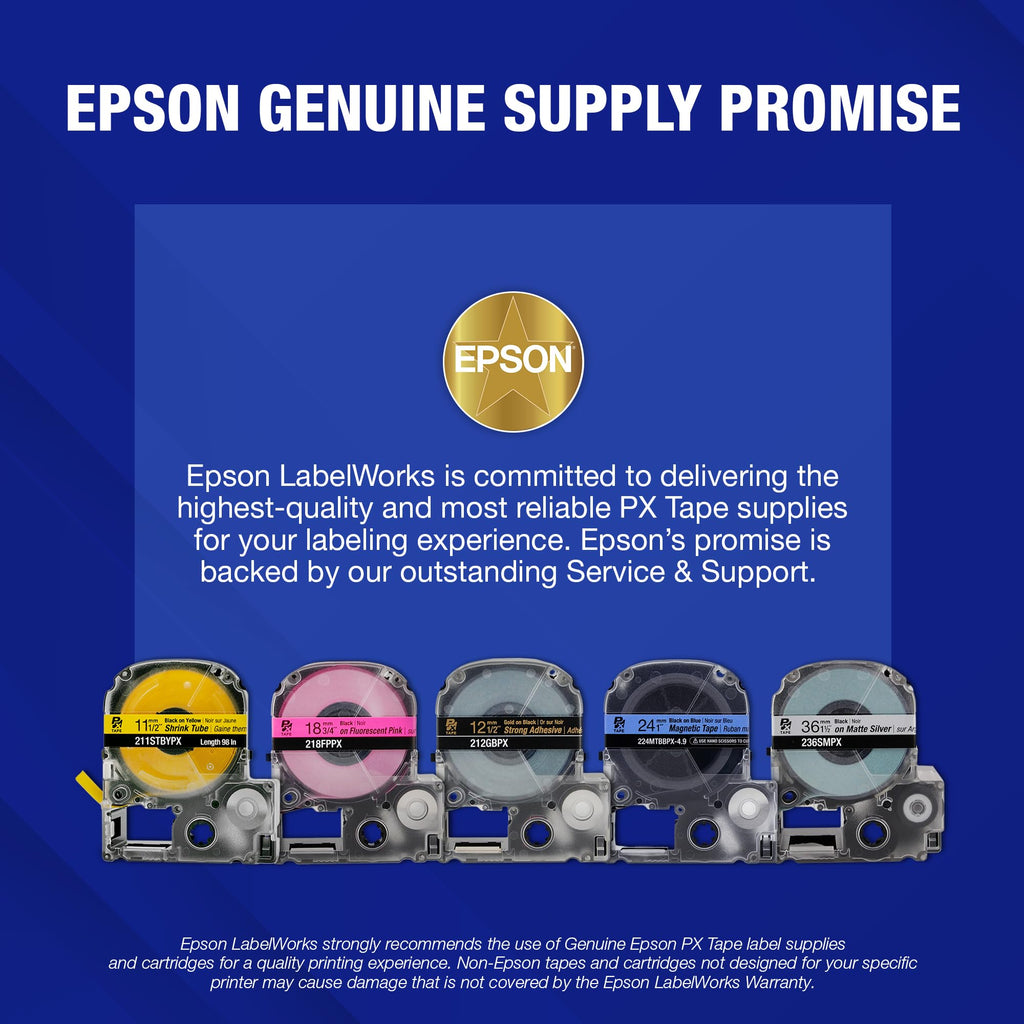 Epson LABELWORKS 212BBPX Label Tape - Black on Blue - 1/2" (12mm), 30ft 12mm