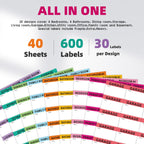 Color Coded Writable Moving Box Labels Household Packing Classification 1200