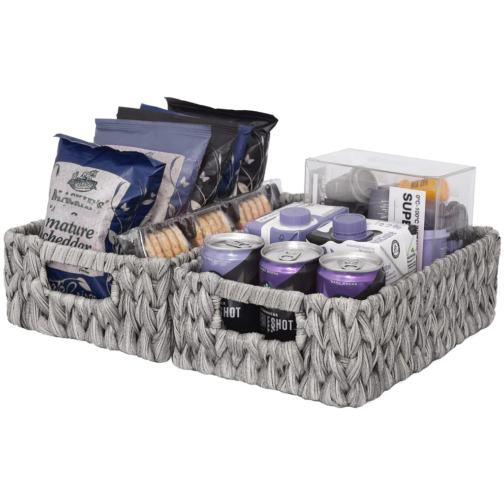 GRANNY SAYS Bundle of 3-Pack Nesting Wicker Baskets & 2-Pack Wicker Shelf Baskets