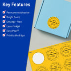 Avery Printable Round Labels, Sure Feed Technology, 1-2/3" Diameter, Bright Yellow Labels, Print-to-The-Edge, Laser/Inkjet Printable, 800 Total, Great for Stickers and Candles 800 Labels