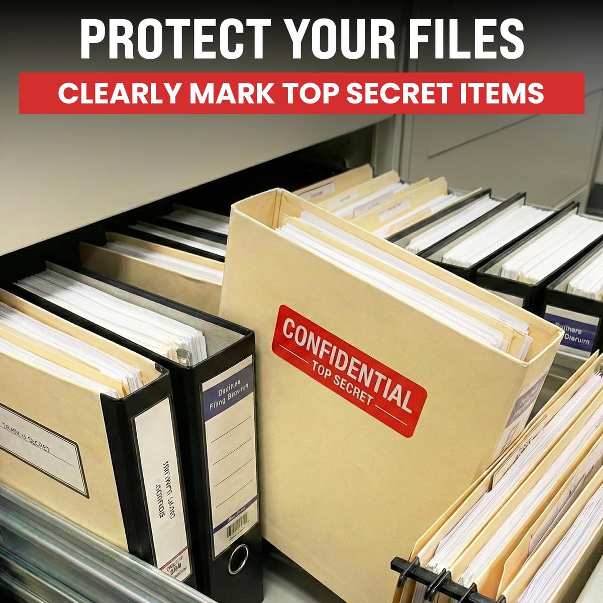 500pcs Confidential Top Secret Stickers for Special Handling Documents, 4" x 1" Bright Red Perforated Labels