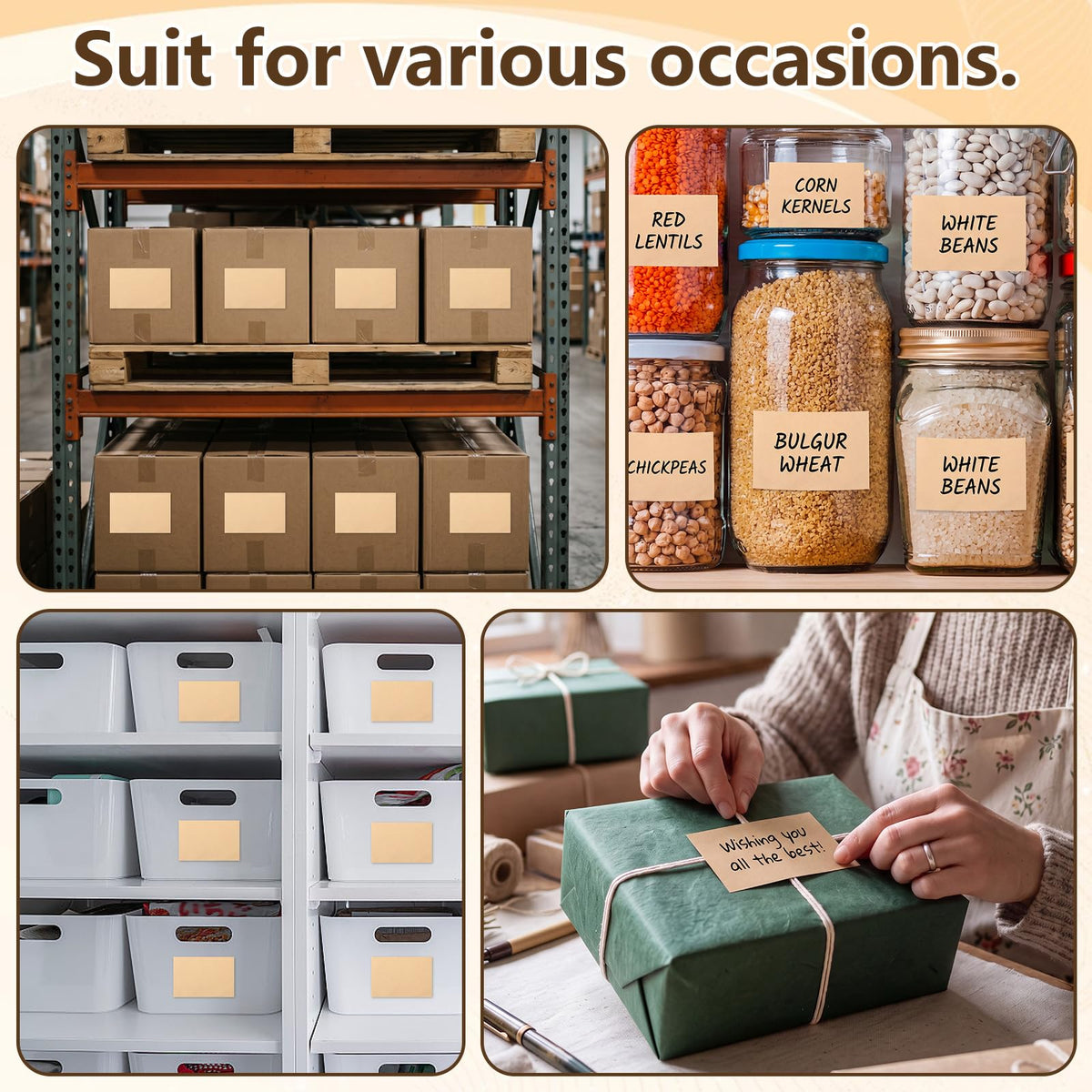 4 x 6 Inch Brown Kraft Stickers 500 Pcs Kraft Packages Labels