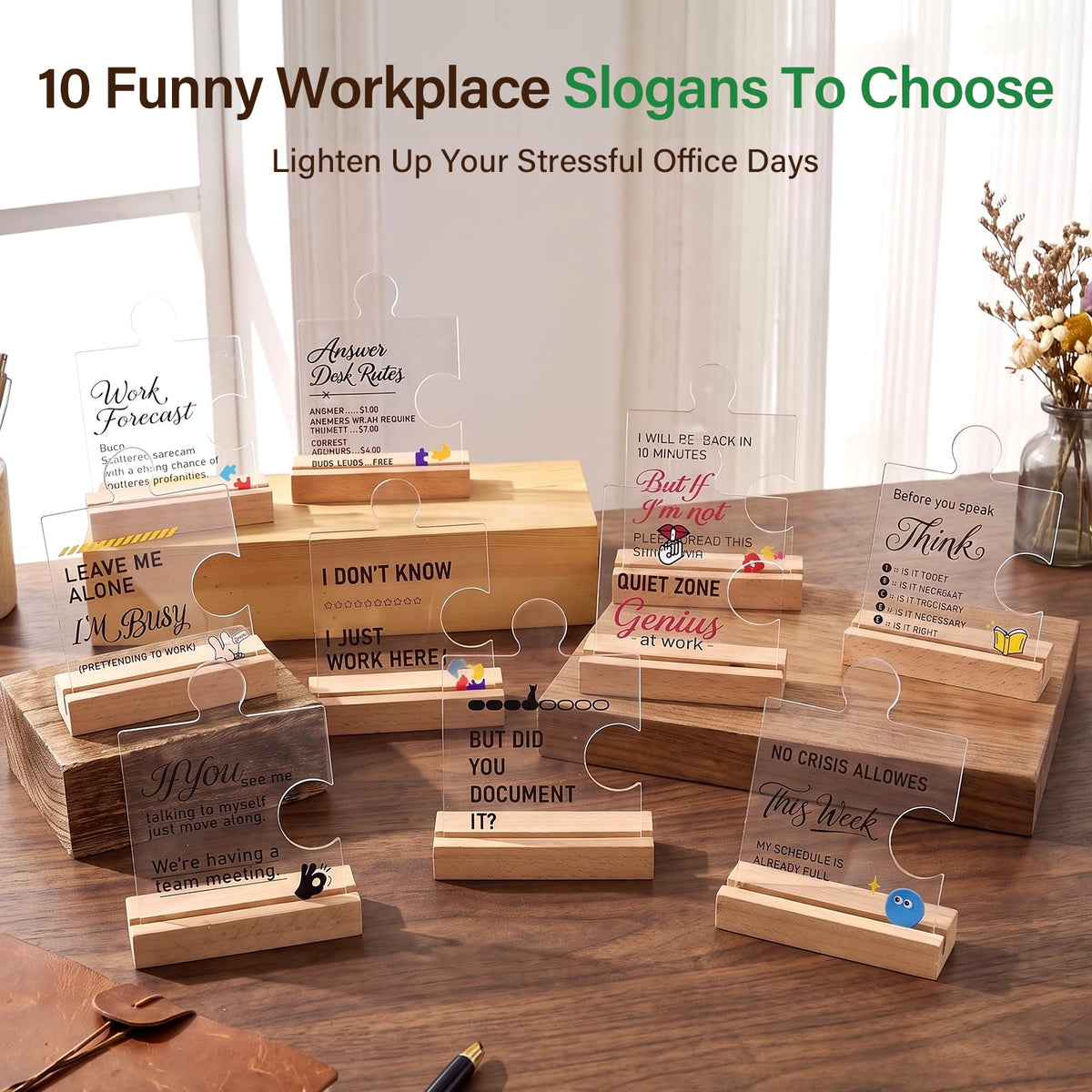 But did you document it 10 Pack different Employee Appreciation Gifts Bulk, Acrylic Puzzle Piece Desk Sign with Wooden Base - Funny Office Desk Decor, Thank You Gifts for Coworkers