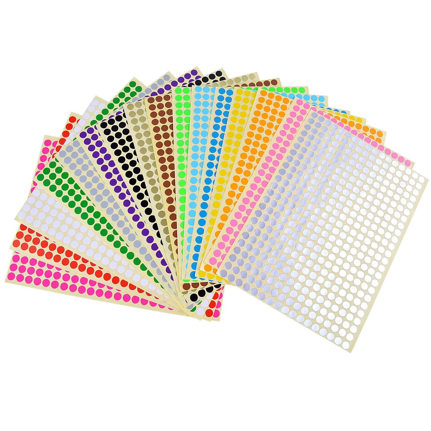 BronaGrand 16 Sheets Dia 1/4inch Self Adhesive Round Dot Stickers Coding Label Circle Stickers 6528 Dots in Pack 16 Colors 6mm