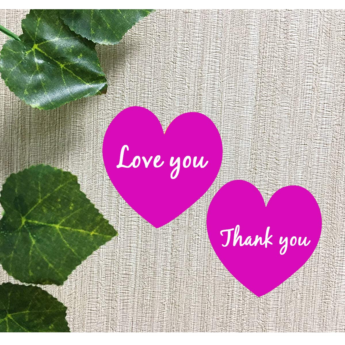 Happy Mother's Day Stickers, 2 Inch Fluorescent Pink Heart Shaped Stickers – 500 Per Roll Adhesive Labels for Gift Wrapping, Envelope Sealing & Decor