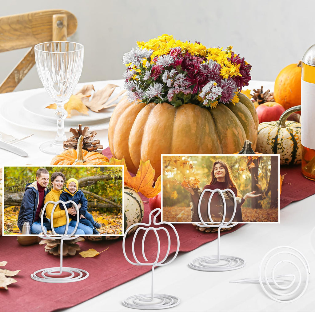 Rtteri 30 Pcs White Pumpkin Picture Holders 2 Inch Fall Table Number