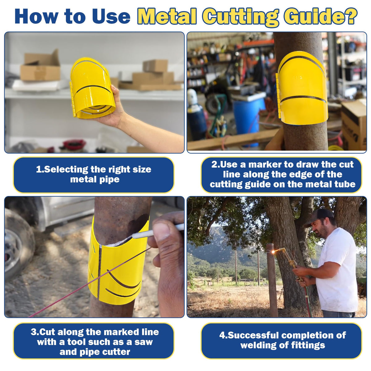 Metal Pipe Cutting Guide Kit 4-1/2 in, Pipe Saddle Template Cutting Guide 4-1/2 "