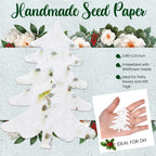 Dunzoom 100 Pcs Handmade Wildflower Seed Paper Tag, Christmas Tree Shape