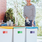 Set of four waterproof, fade-resistant recycle stickers for trash bins, featuring eco-friendly labels for home, office, and public areas.