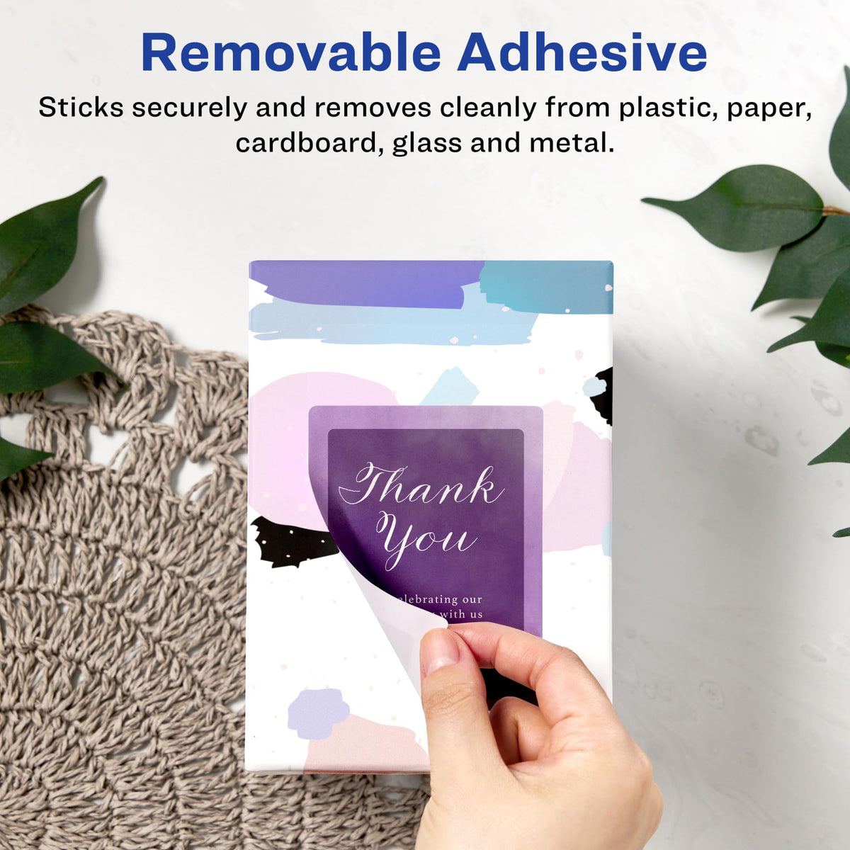 Avery® Matte White Removable Rectangle Labels, Sure Feed® Technology, Print-to-The-Edge, 2" x 6", 60 Removable Labels, Laser/Inkjet Printable 60 labels