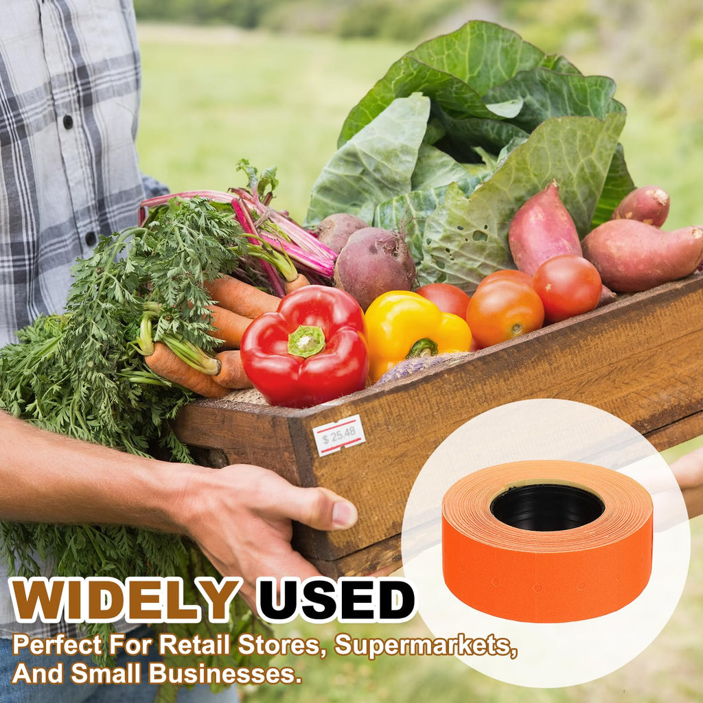 PATIKIL Pricing Labels Price Gun Labels Self-Adhesive 10 Rolls 8000pcs Orange 8000