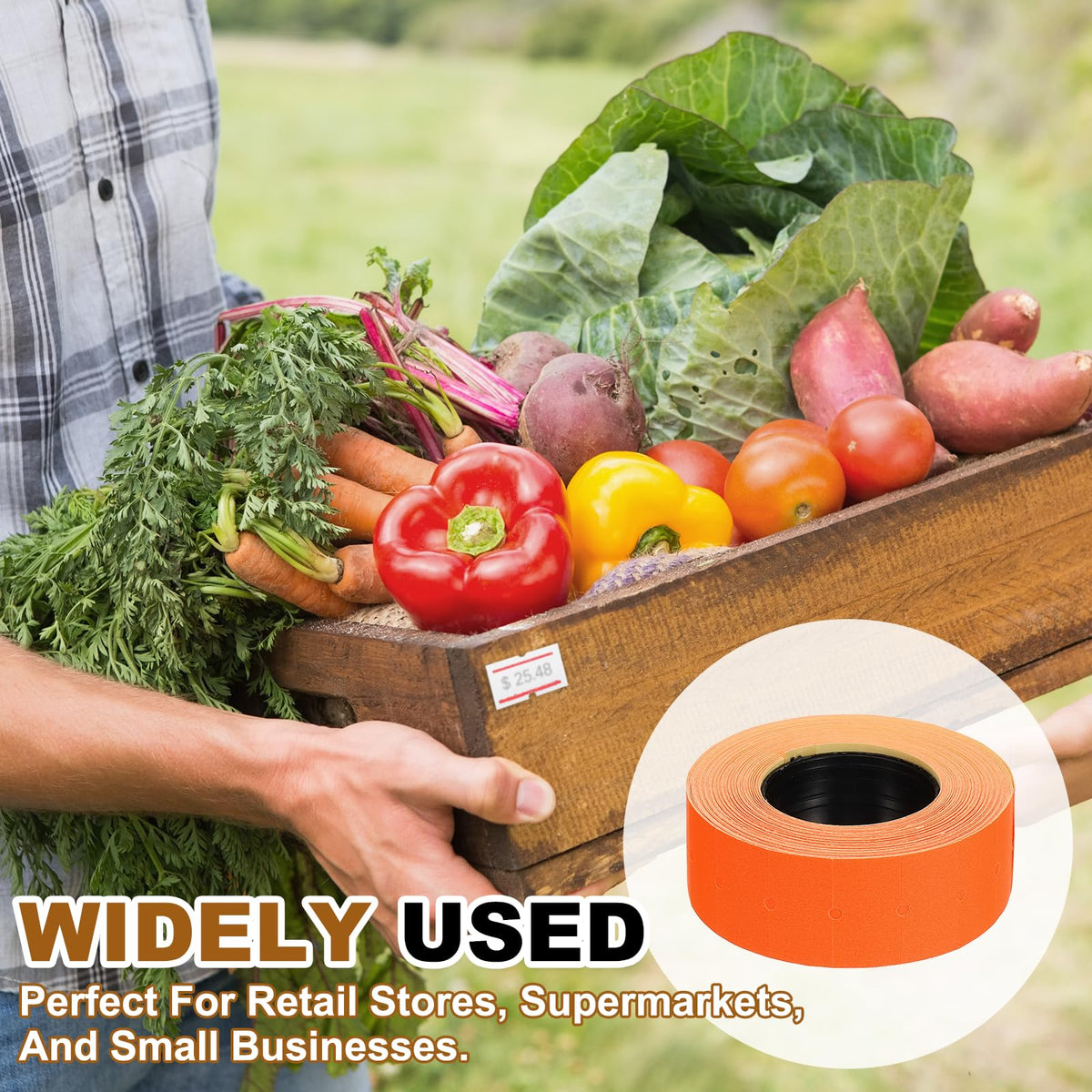 PATIKIL Pricing Labels Price Gun Labels Self-Adhesive 10 Rolls 8000pcs Orange 8000