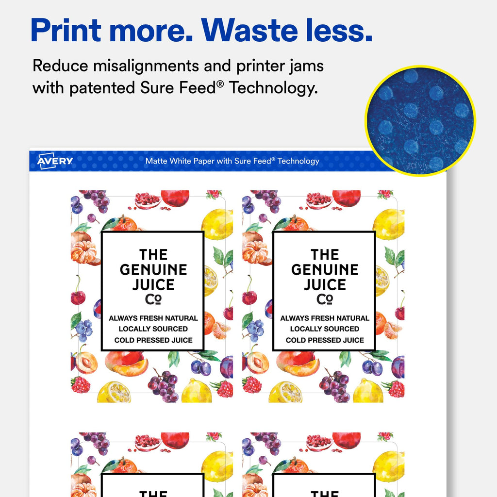 Avery® Matte White Rectangle Labels, 4" x 3", 200 Total 200 labels