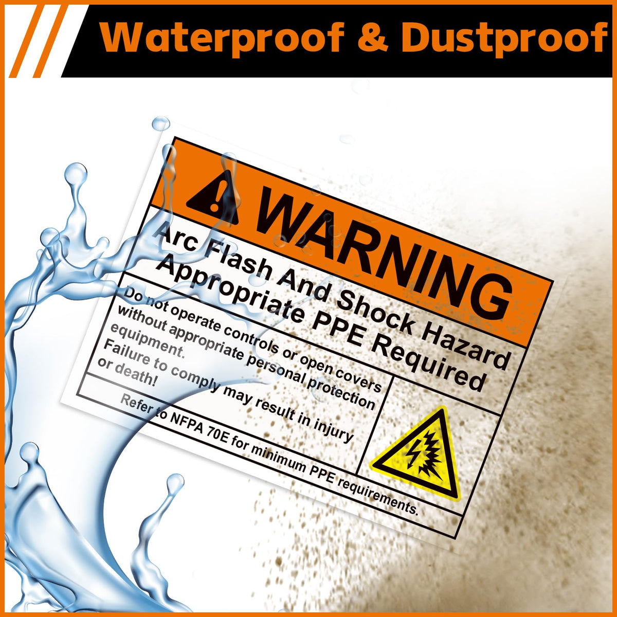 Novabright 10 Pack WARNING Arc Flash and Shock Hazard Appropriate PPE Required Label 5 x 3.5 Inch Electrical Hazard Safety Sign Vinyl Label for Workplace