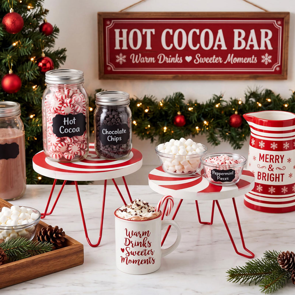 FillTouch 2 Pcs Christmas Hot Chocolate Bar Stand for Drink Station Decor