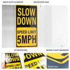 2 Pack Slow Down Speed Limit 5 MPH Signs 12 x 18 Inches Reflective Yellow