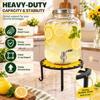Beverage Dispenser Stand, Heavy Duty Metal Plant Pot Holder (Round, Black)