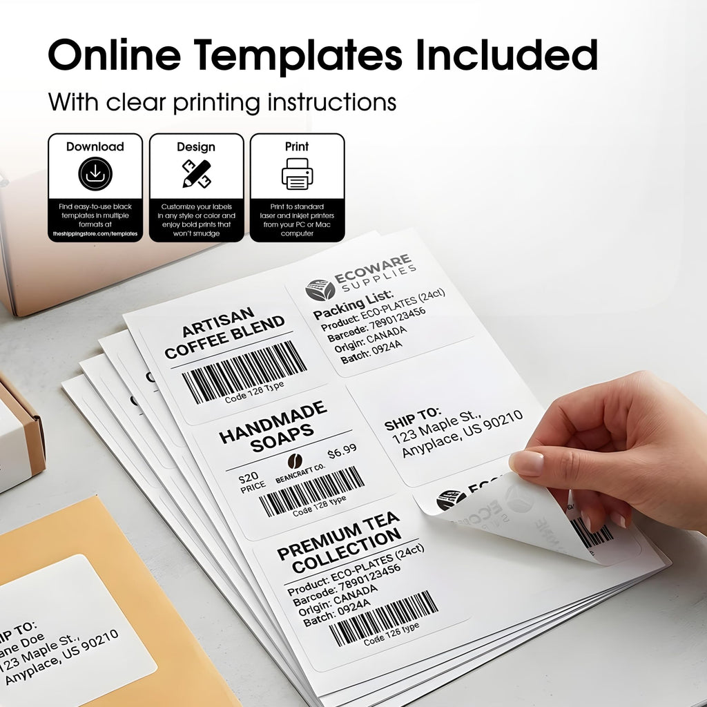 4" X 3.33" Matte White Printable Shipping Labels 3-1/3" X 4" 250 Sheets