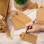 Outus 60 Pcs Blank Large Paper Gift Tags, Brown, 4 3/4" X 2 3/8" 4 3/4" X 2 3/8"