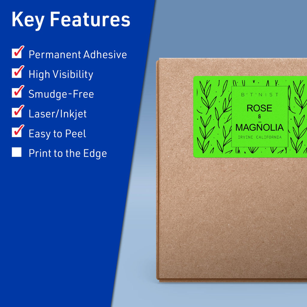 Avery® Printable Rectangle Labels, Sure Feed® Technology, 5" x 7", Neon Green Labels, Laser/Inkjet Printable, 40 Total, Great for Shipping and Packaging 40 labels