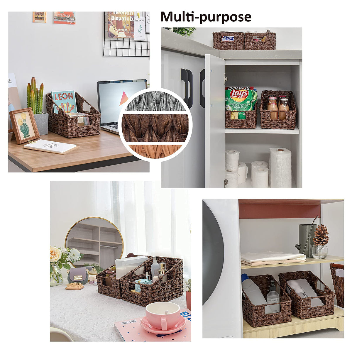 GRANNY SAYS Bundle of 2-Pack Wicker Baskets & 2-Pack Wicker Shelf Baskets