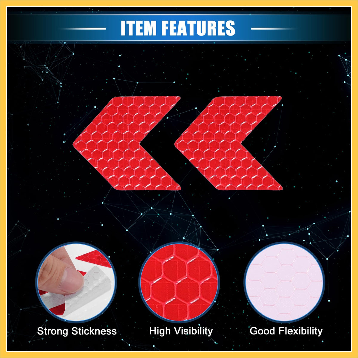 20 Pcs Reflective Stickers, 1.77"x1.54" Arrow Shape Safety Tape Reflector Universal for Cars Trucks Trailers Waterproof PET Red Auto Replacement Parts
