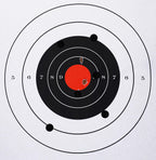 ChromaLabel 0.50-inch black round target pasters for shooting, 1000 labels per dispenser box, ideal for marksmanship practice.