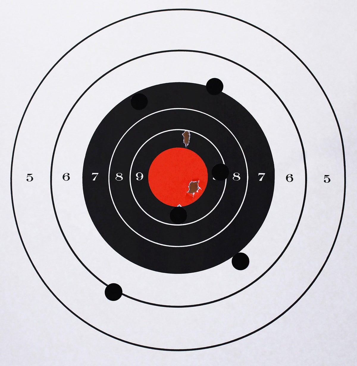 ChromaLabel 0.50-inch black round target pasters for shooting, 1000 labels per dispenser box, ideal for marksmanship practice.