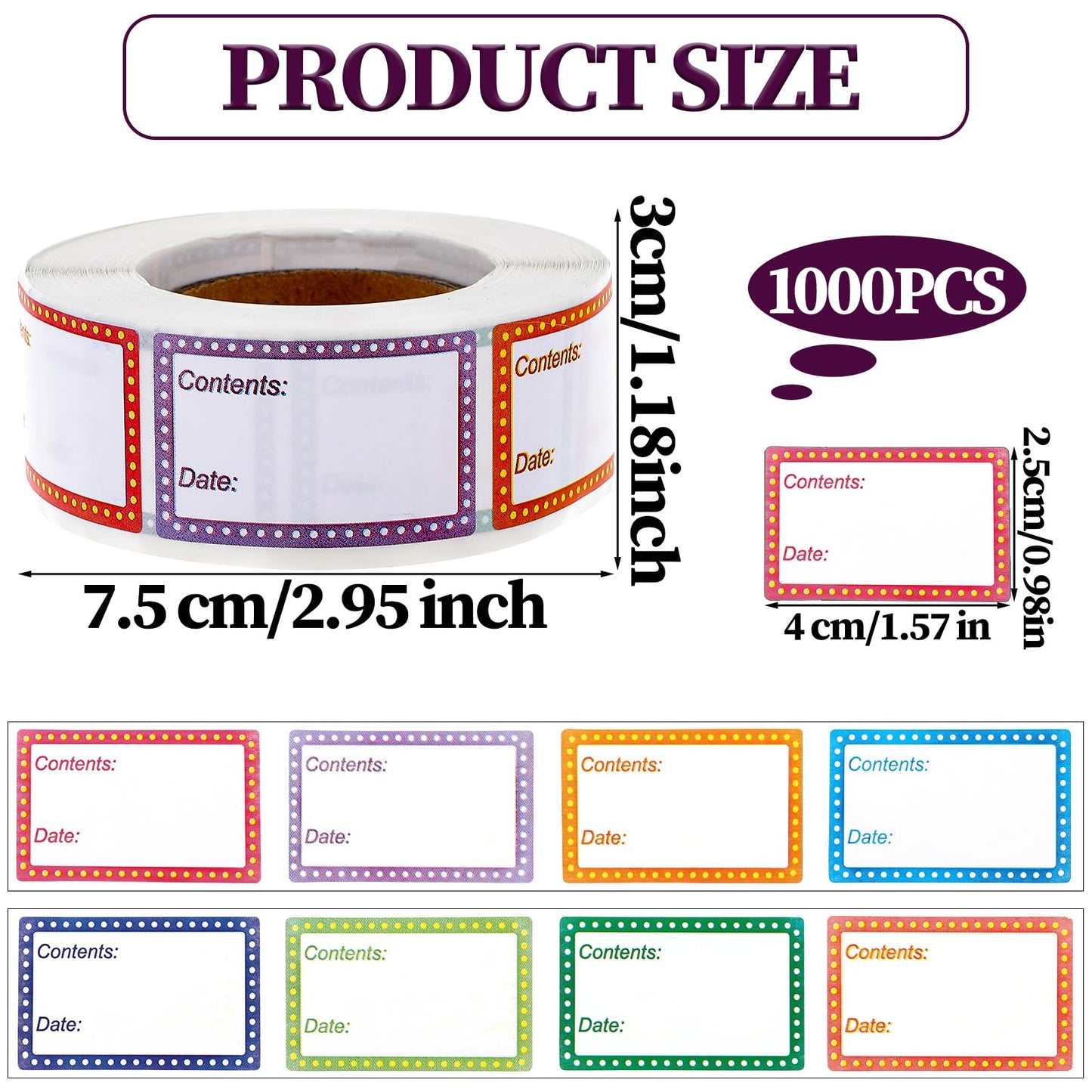 1000 PCS Removable Freezer Labels, Food Date Labels Freezer Labels, Jam and Jelly Jar Blank Labels, Waterproof Oil Resistant Canning Labels Multicolor Easy-to-distinguish Freezer Paper Labels 2