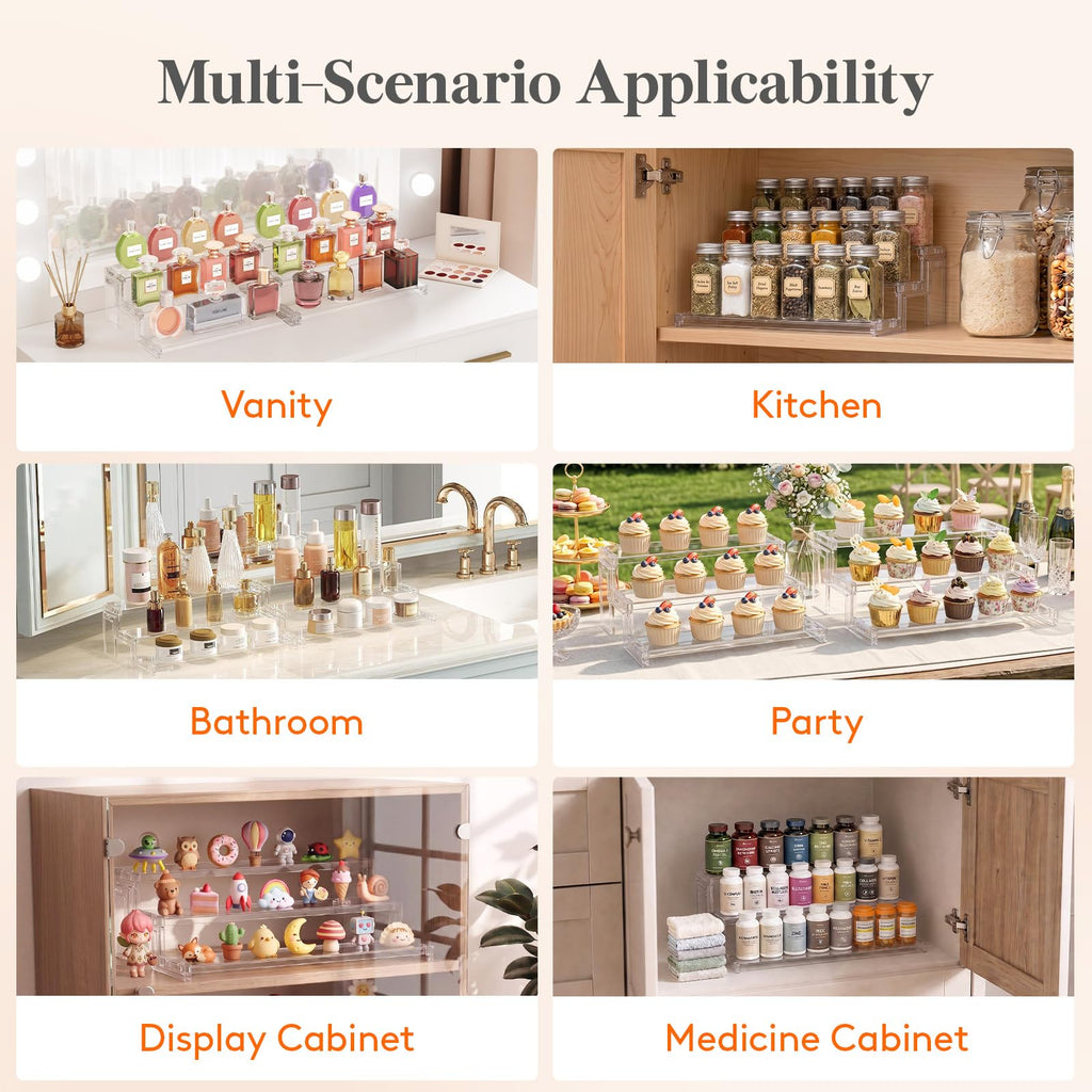 Lifewit 12″ Spice Rack, Perfume Cologne Stand, Tool-Free Assembly, 1 Pcs 12″3-Tier,1 pc Clear