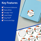 Avery TrueBlock Matte White Round Labels, Sure Feed Technology, 2" Diameter, 1,200 Matte White Labels, Print-to-The-Edge, Laser/Inkjet Printable, Great for Making Stickers or Product Merchandising 1,200 labels