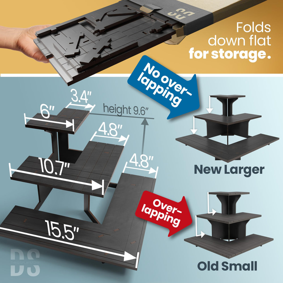 3-Tier Wooden Display Stand Bundle for Vendors, Craft Fairs, Markets, Retail