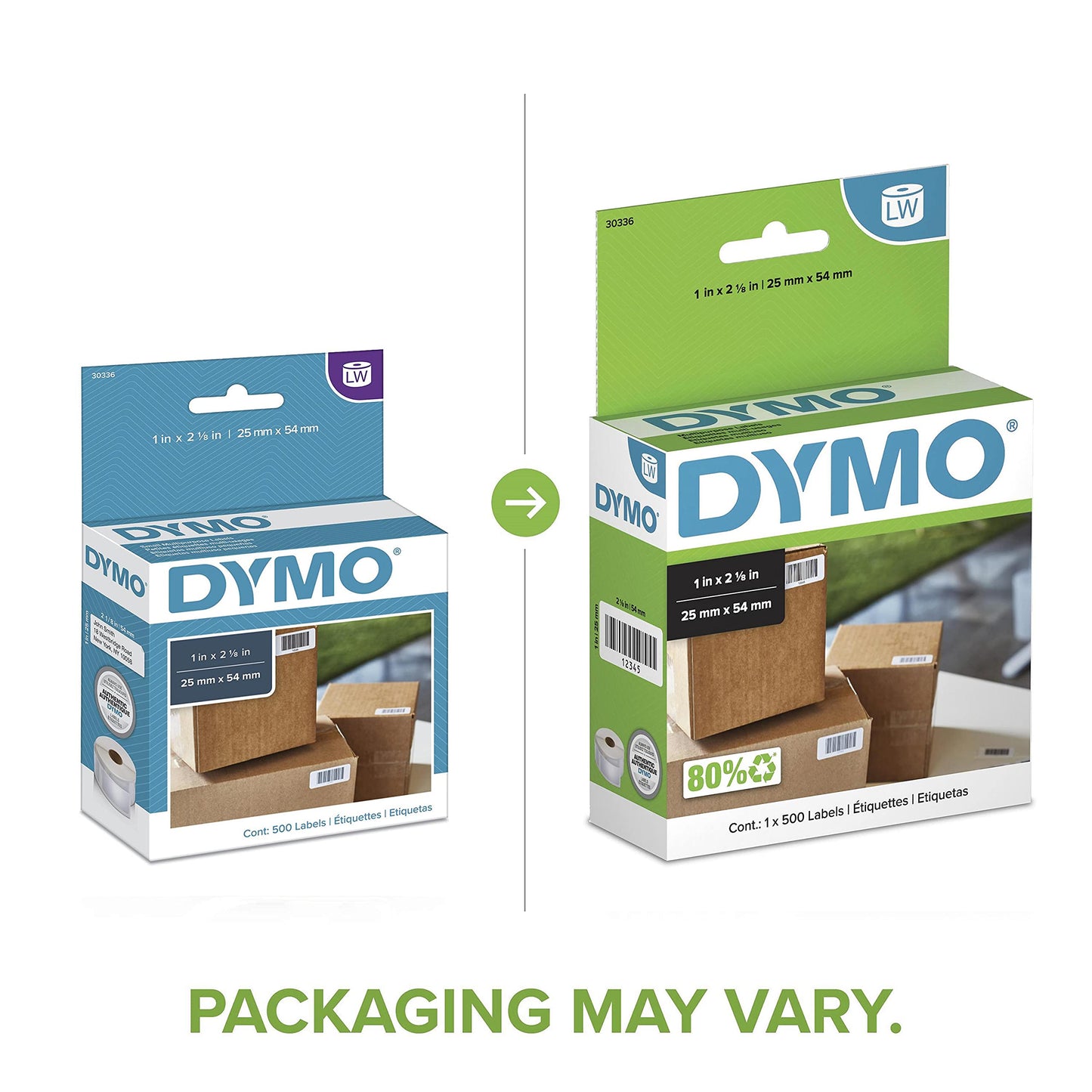 DYMO Authentic LW Multi-Purpose Labels, DYMO Labels for LabelWriter Printers, Great for Barcodes, 1" x 2-1/8", 1 Roll of 500 1 Rolls
