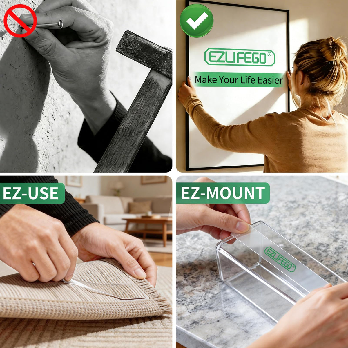 EZlifego Double Sided Tape Heavy Duty(Extra Large 16.5FT), Nano Adhesive Mounting Tape Wall Decor,Sticky Picture Hanging Adhesive Strips Poster Tape 16.5 Feet